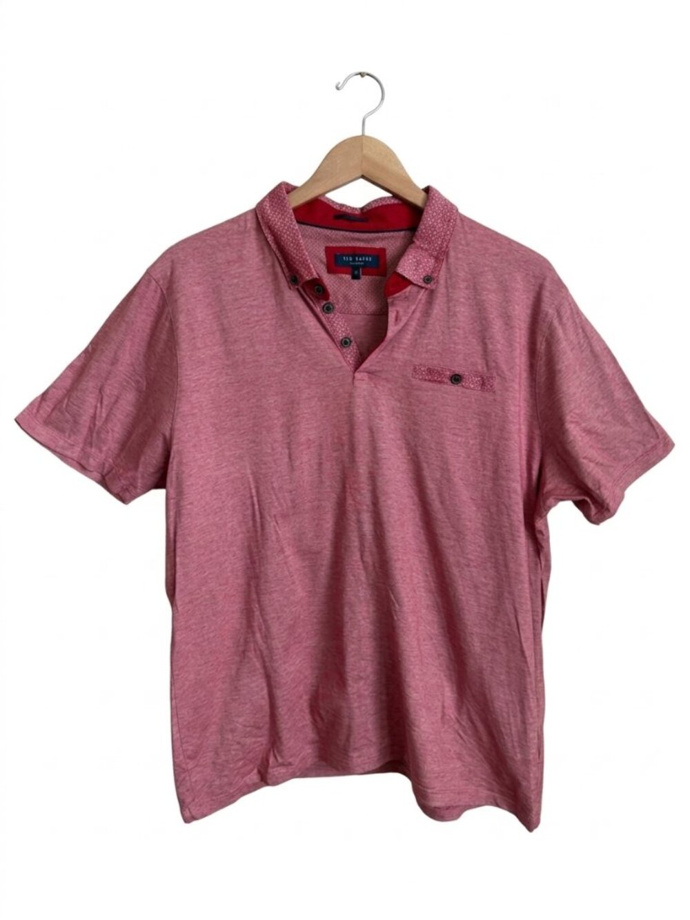 Ted Baker Lindob Men's 3XL Pink Stripe Cotton Polo Shirt Contrast Collar Pocket